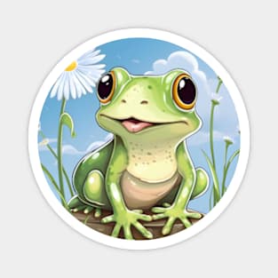 Frog Among The Dandelions Magnet